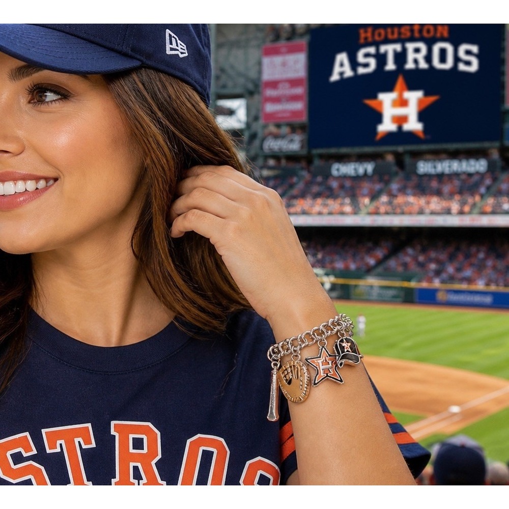 Houston Astros Charm Bracelet MLB Licensed Multi Charm Baseball NOS